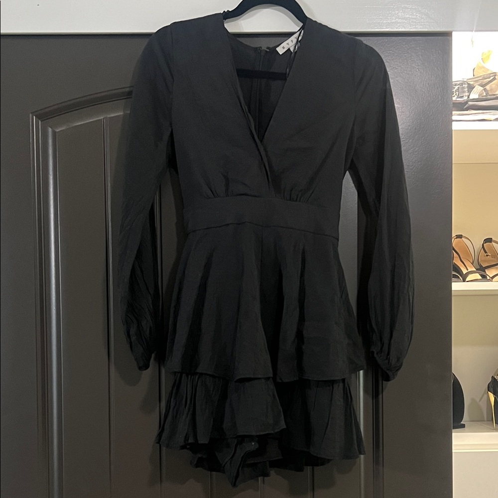 Elegant Black Long Sleeve Romper